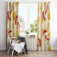 Beige Palaka Hawaii Aloha Window Curtain Koi Pond Mix Ilima Flowers - Polynesian Pride