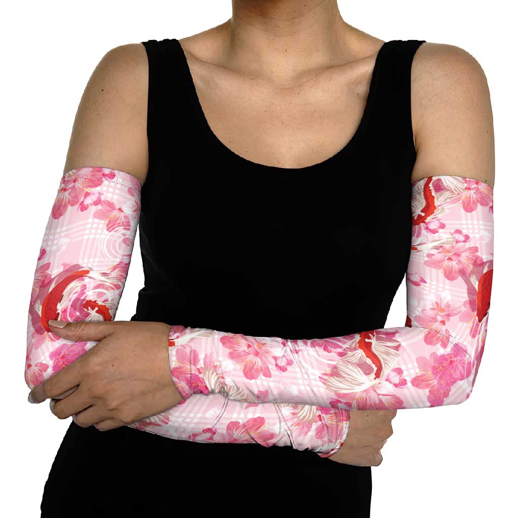 Pink Palaka Hawaii Aloha Arm Sleeves Koi Pond Mix Sakura - Polynesian Pride