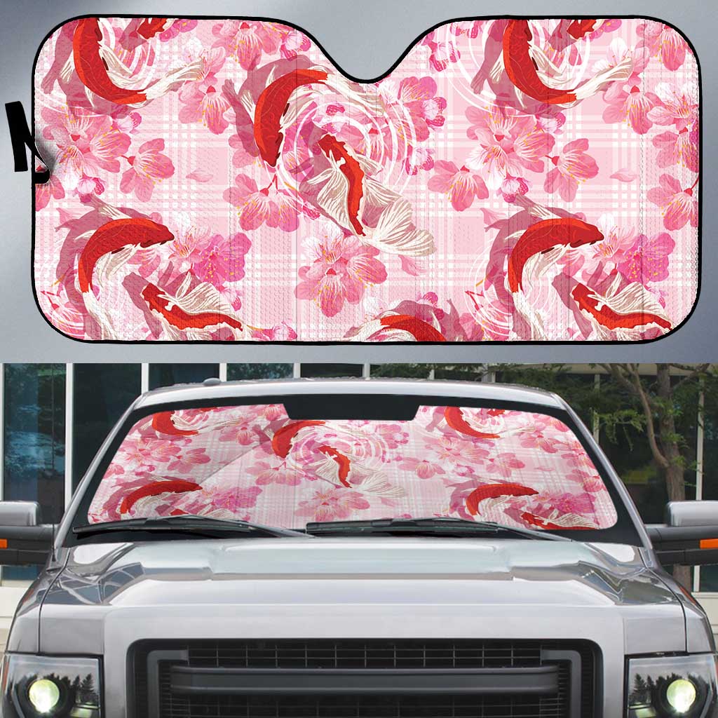 Pink Palaka Hawaii Aloha Auto Sun Shade Koi Pond Mix Sakura - Polynesian Pride