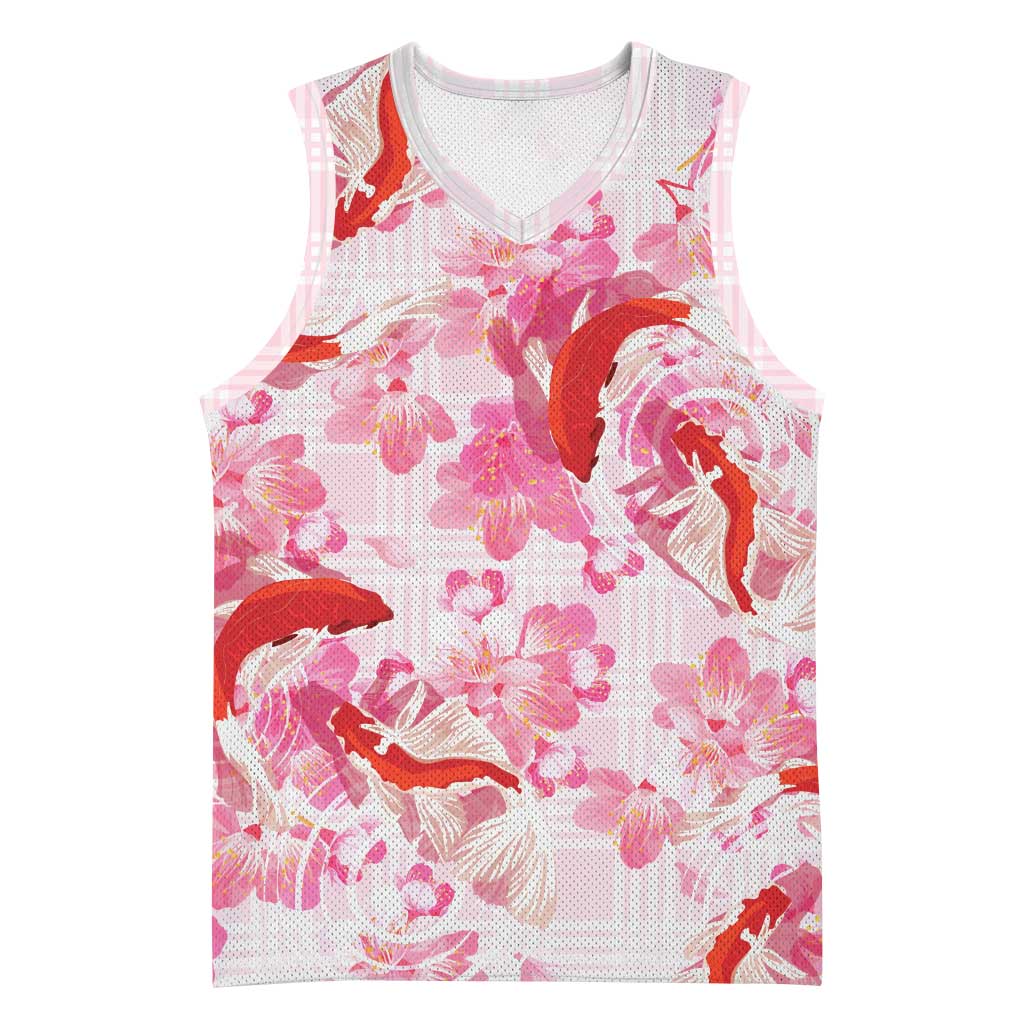 Pink Palaka Hawaii Aloha Basketball Jersey Koi Pond Mix Sakura - Polynesian Pride