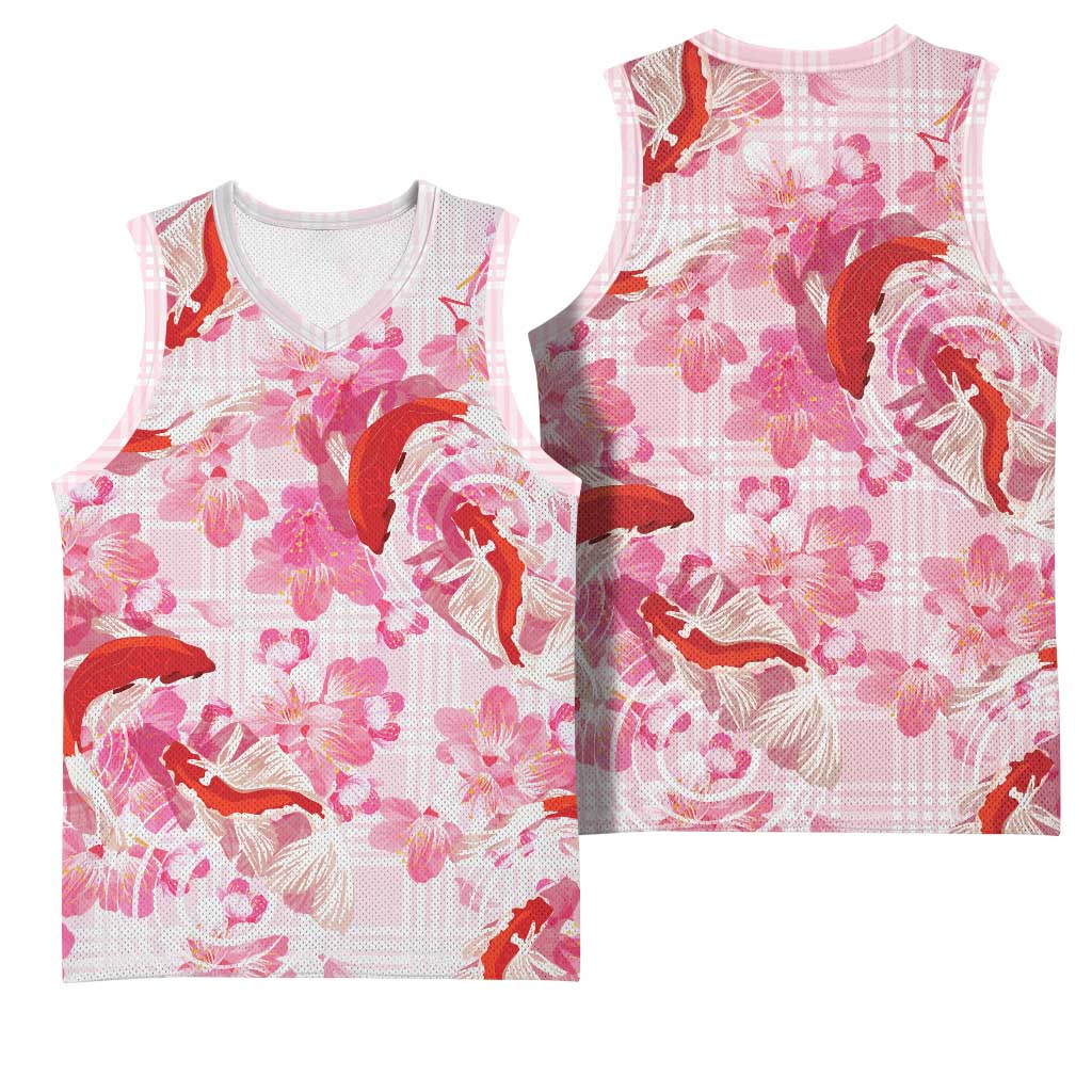 Pink Palaka Hawaii Aloha Basketball Jersey Koi Pond Mix Sakura - Polynesian Pride