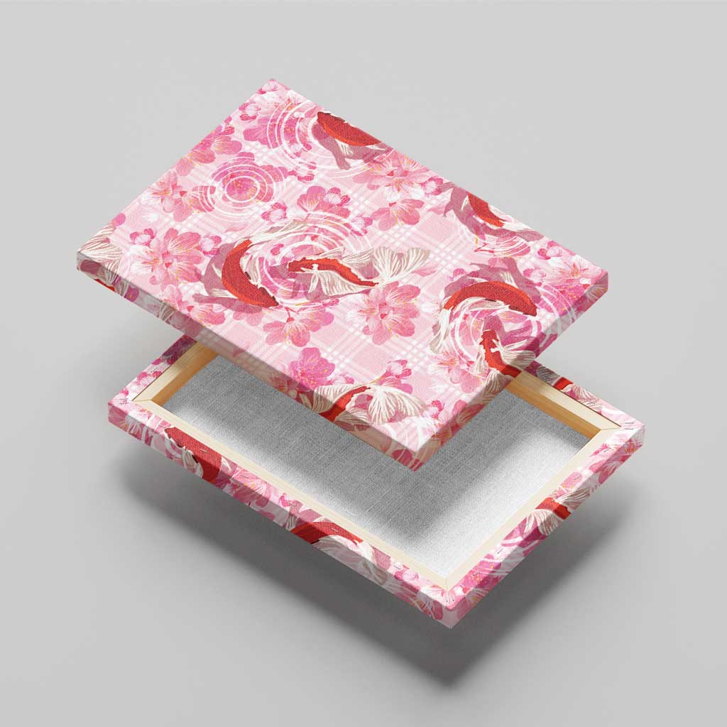 Pink Palaka Hawaii Aloha Canvas Wall Art Koi Pond Mix Sakura - Polynesian Pride