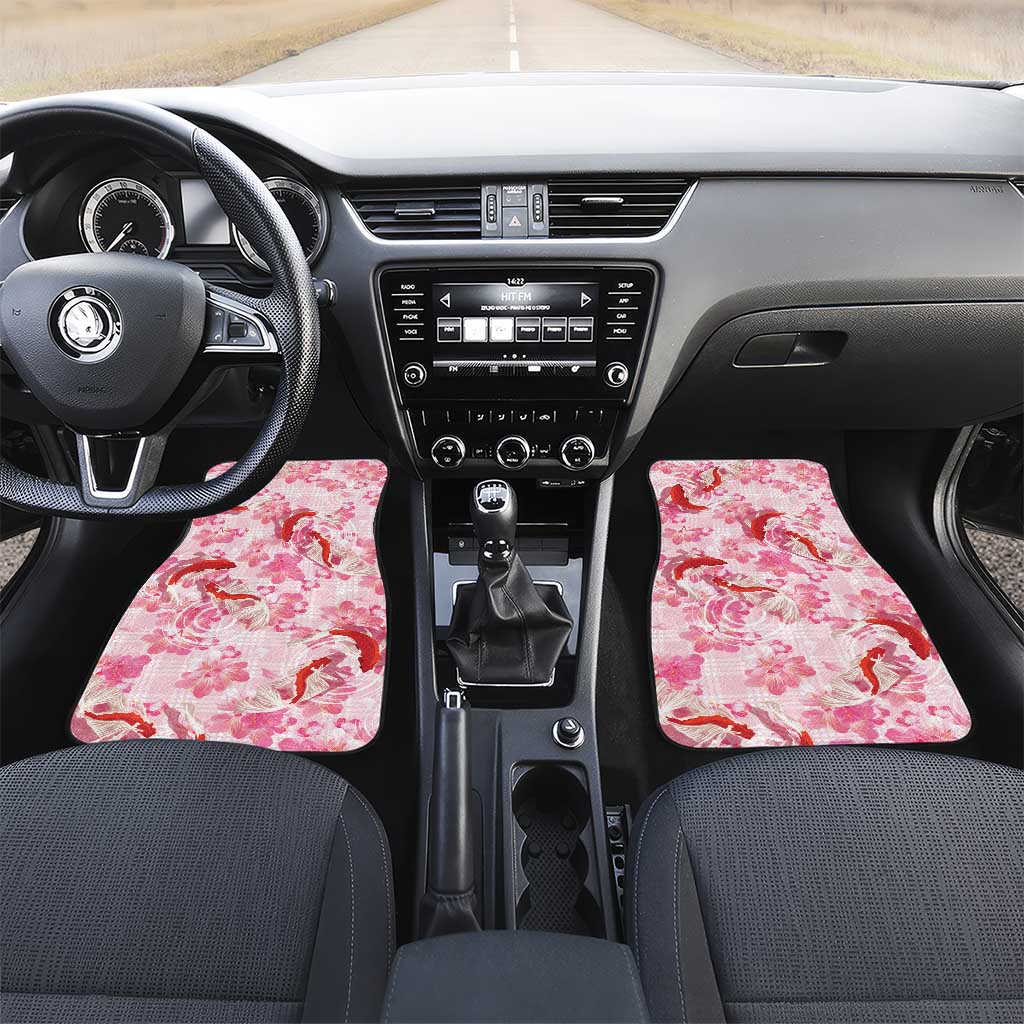 Pink Palaka Hawaii Aloha Car Mats Koi Pond Mix Sakura - Polynesian Pride