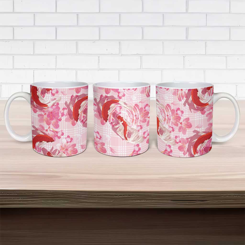 Pink Palaka Hawaii Aloha Ceramic Mug Koi Pond Mix Sakura - Polynesian Pride
