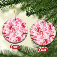 Pink Palaka Hawaii Aloha Ceramic Ornament Koi Pond Mix Sakura - Polynesian Pride