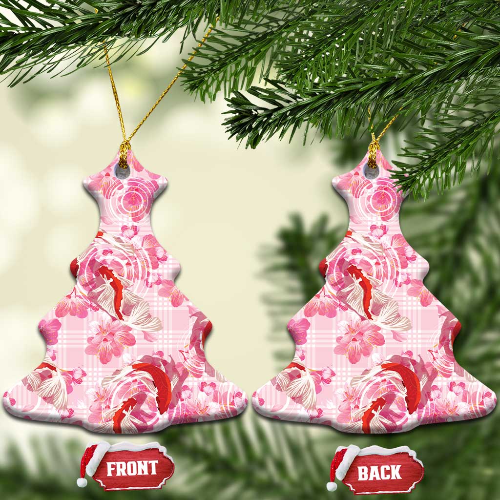 Pink Palaka Hawaii Aloha Ceramic Ornament Koi Pond Mix Sakura - Polynesian Pride