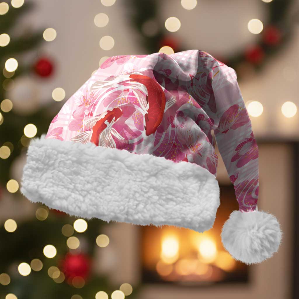 Pink Palaka Hawaii Aloha Christmas Santa Hat Koi Pond Mix Sakura - Polynesian Pride
