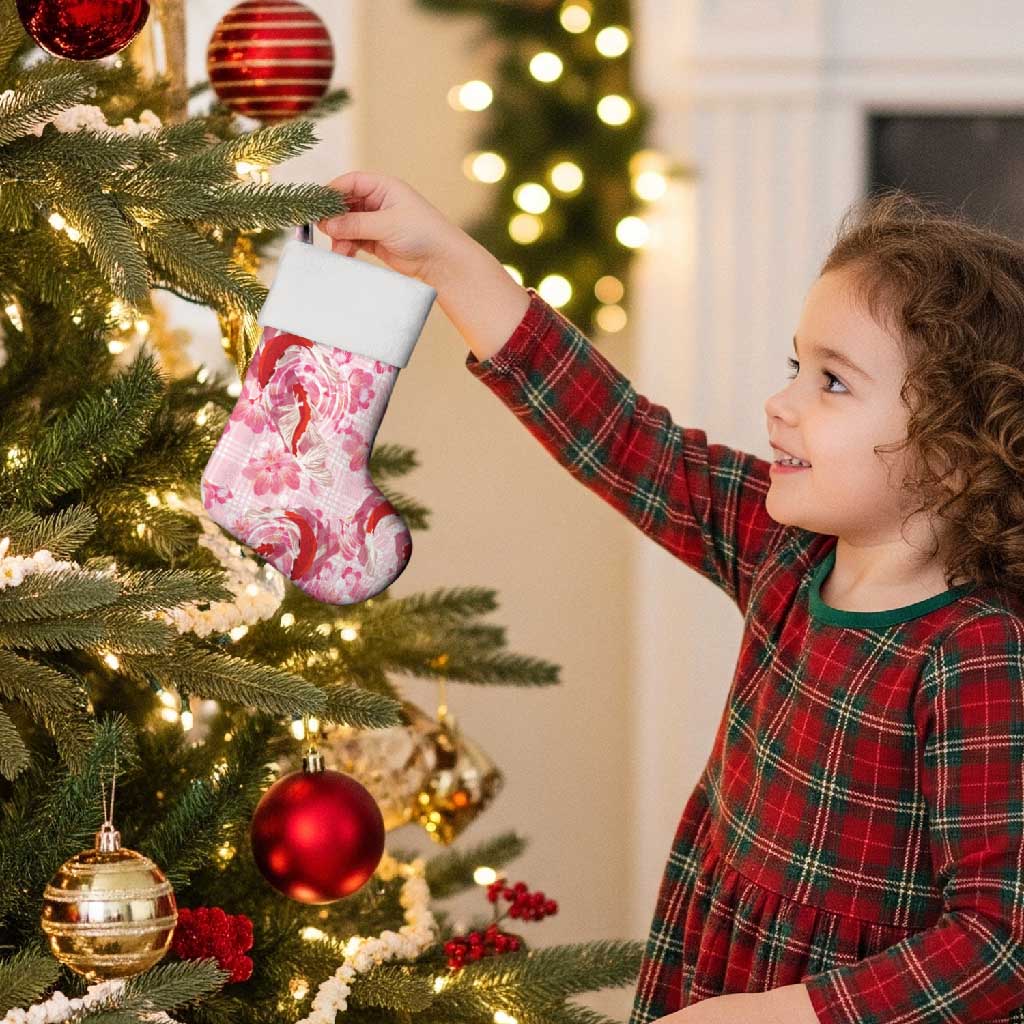 Pink Palaka Hawaii Aloha Christmas Stocking Koi Pond Mix Sakura - Polynesian Pride