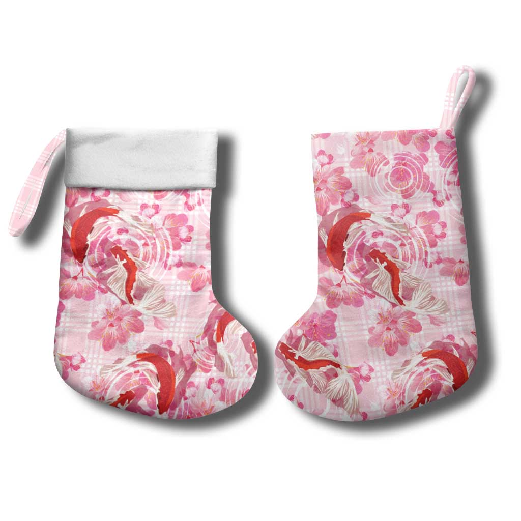Pink Palaka Hawaii Aloha Christmas Stocking Koi Pond Mix Sakura - Polynesian Pride
