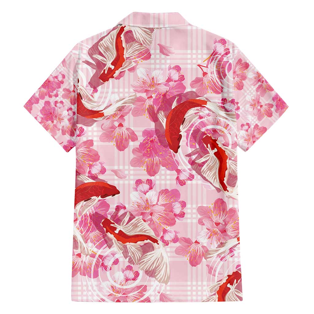 Pink Palaka Hawaii Aloha Family Matching Long Sleeve Bodycon Dress and Hawaiian Shirt Koi Pond Mix Sakura - Polynesian Pride