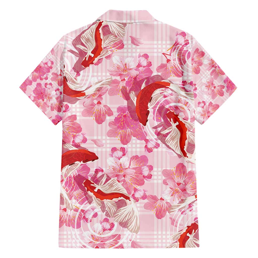 Pink Palaka Hawaii Aloha Family Matching Short Sleeve Bodycon Dress and Hawaiian Shirt Koi Pond Mix Sakura - Polynesian Pride