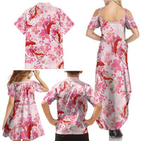 Pink Palaka Hawaii Aloha Family Matching Summer Maxi Dress and Hawaiian Shirt Koi Pond Mix Sakura - Polynesian Pride