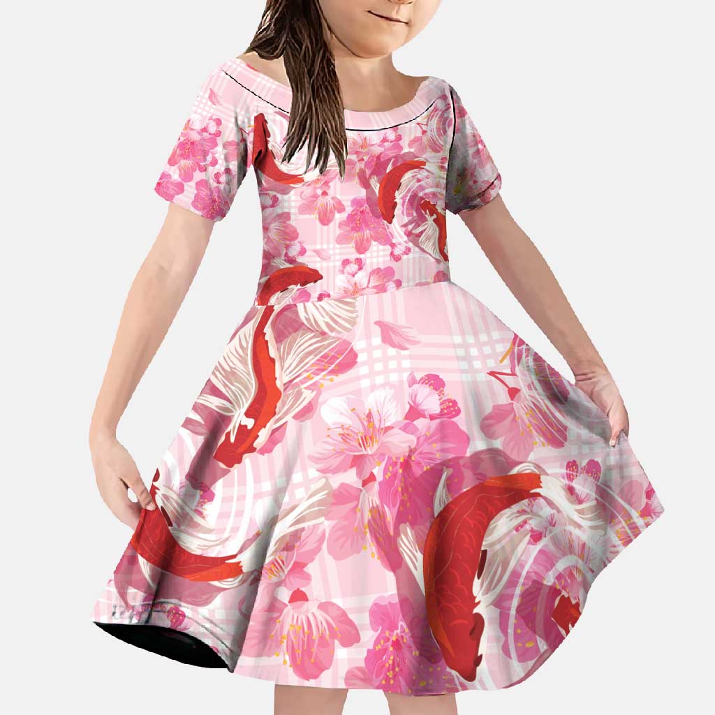 Pink Palaka Hawaii Aloha Family Matching Tank Maxi Dress and Hawaiian Shirt Koi Pond Mix Sakura - Polynesian Pride