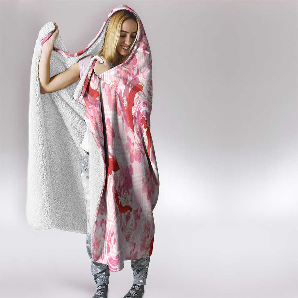 Pink Palaka Hawaii Aloha Hooded Blanket Koi Pond Mix Sakura - Polynesian Pride