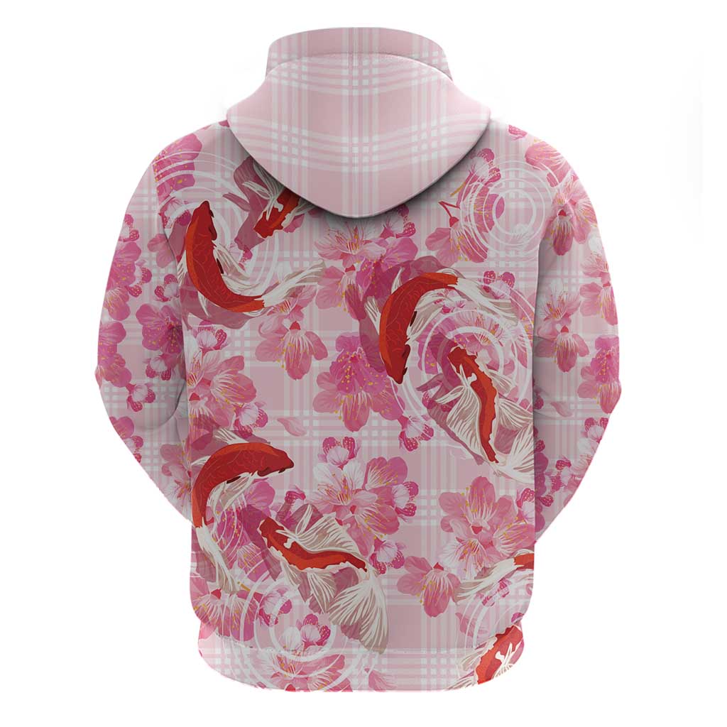 Pink Palaka Hawaii Aloha Hoodie Koi Pond Mix Sakura - Polynesian Pride