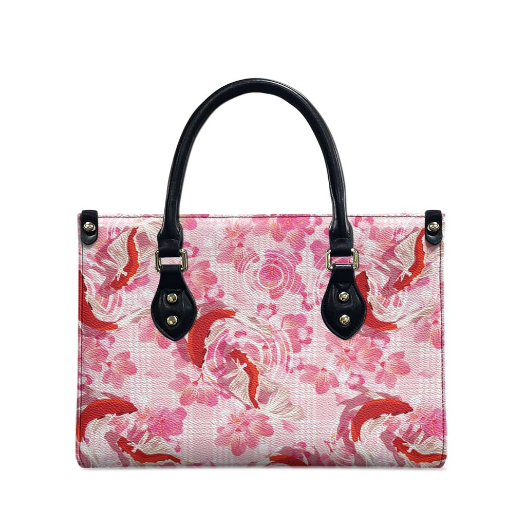 Pink Palaka Hawaii Aloha Leather Bag Koi Pond Mix Sakura - Polynesian Pride