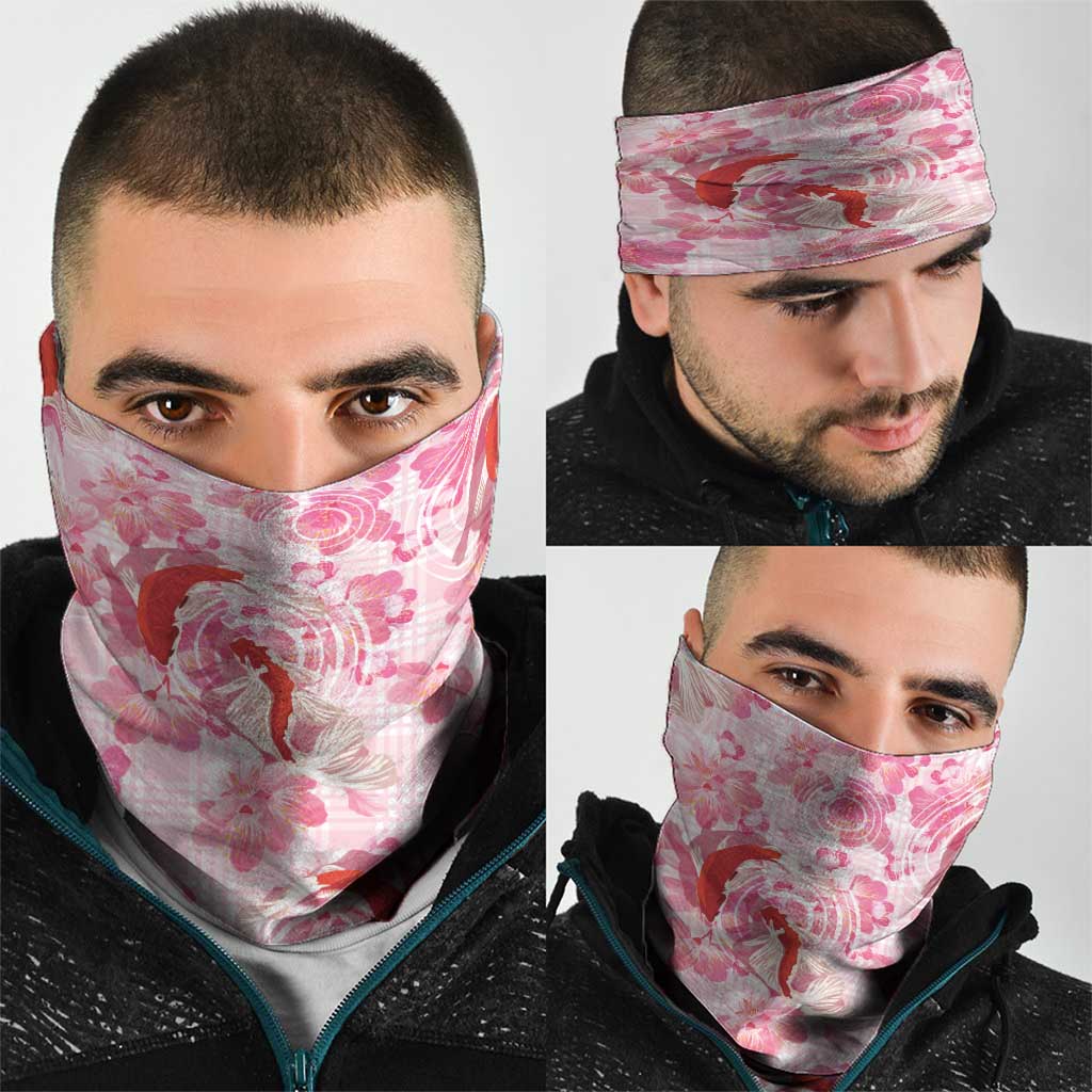 Pink Palaka Hawaii Aloha Neck Gaiter Koi Pond Mix Sakura - Polynesian Pride