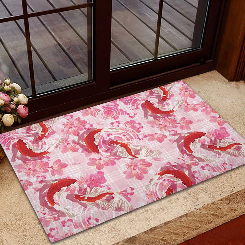 Pink Palaka Hawaii Aloha Rubber Doormat Koi Pond Mix Sakura - Polynesian Pride
