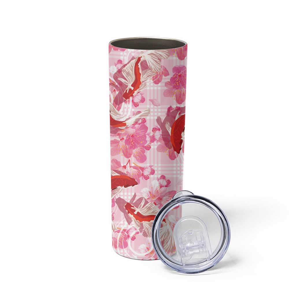Pink Palaka Hawaii Aloha Skinny Tumbler Koi Pond Mix Sakura - Polynesian Pride