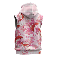 Pink Palaka Hawaii Aloha Sleeveless Zip Hoodie Koi Pond Mix Sakura - Polynesian Pride