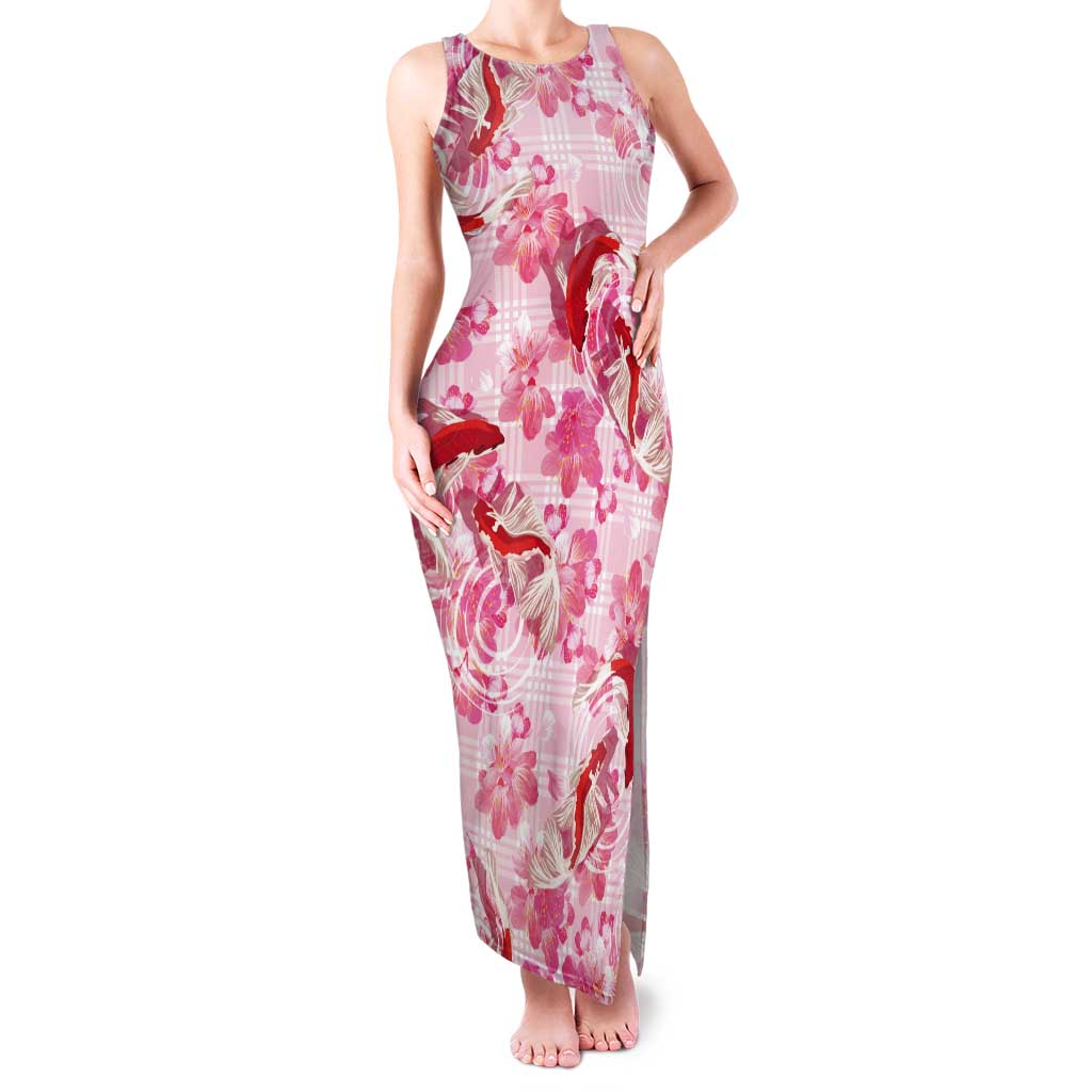 Pink Palaka Hawaii Aloha Tank Maxi Dress Koi Pond Mix Sakura - Polynesian Pride
