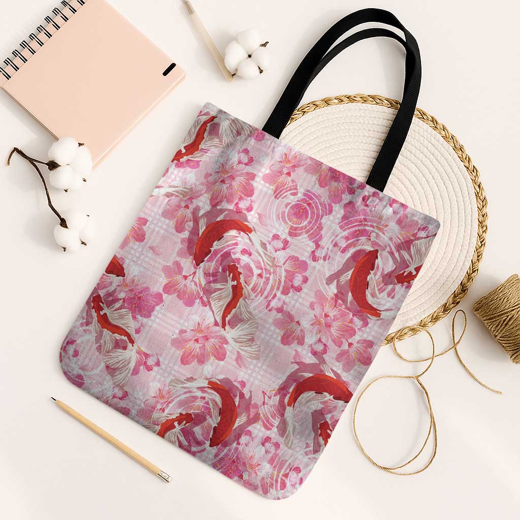 Pink Palaka Hawaii Aloha Tote Bag Koi Pond Mix Sakura - Polynesian Pride