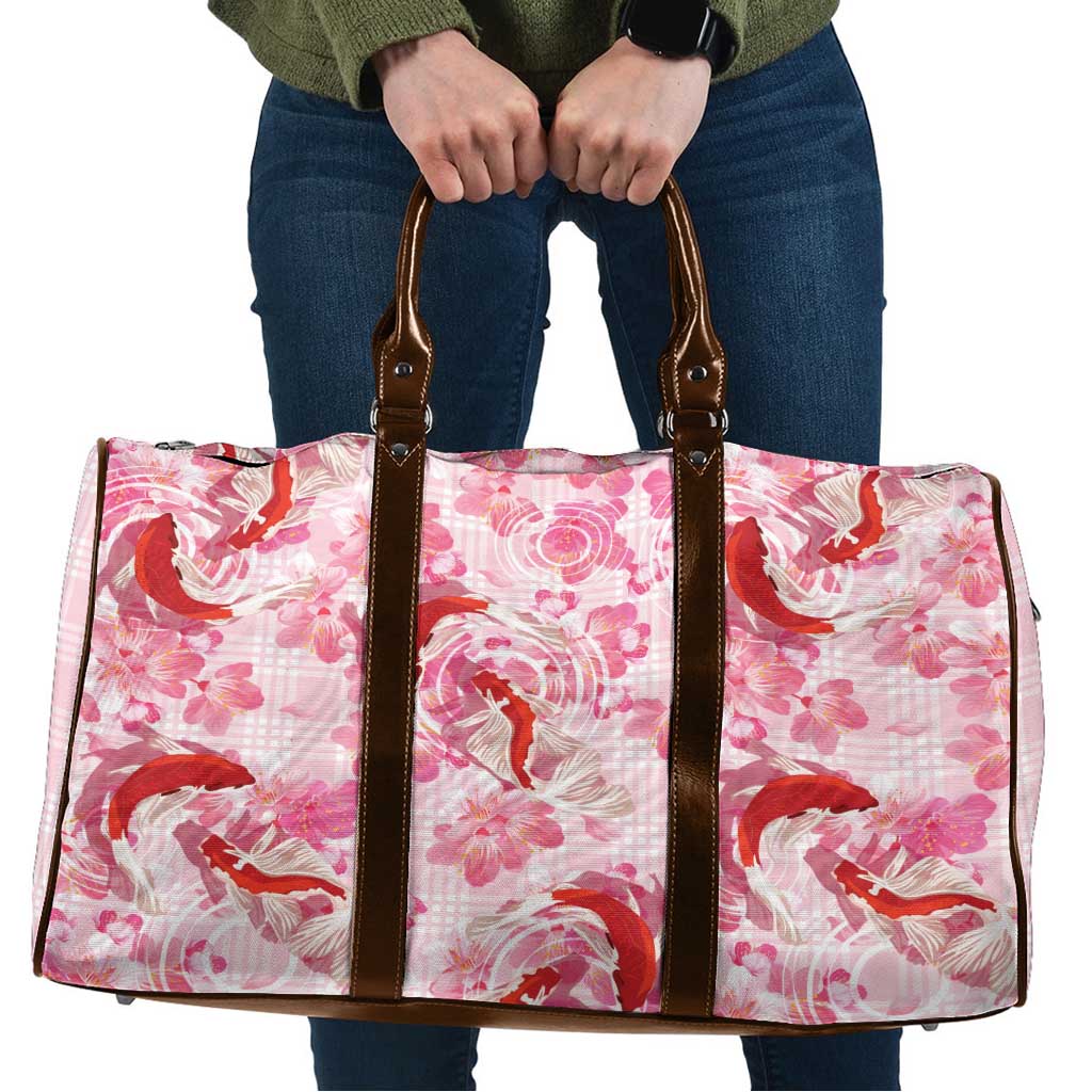 Pink Palaka Hawaii Aloha Travel Bag Koi Pond Mix Sakura - Polynesian Pride