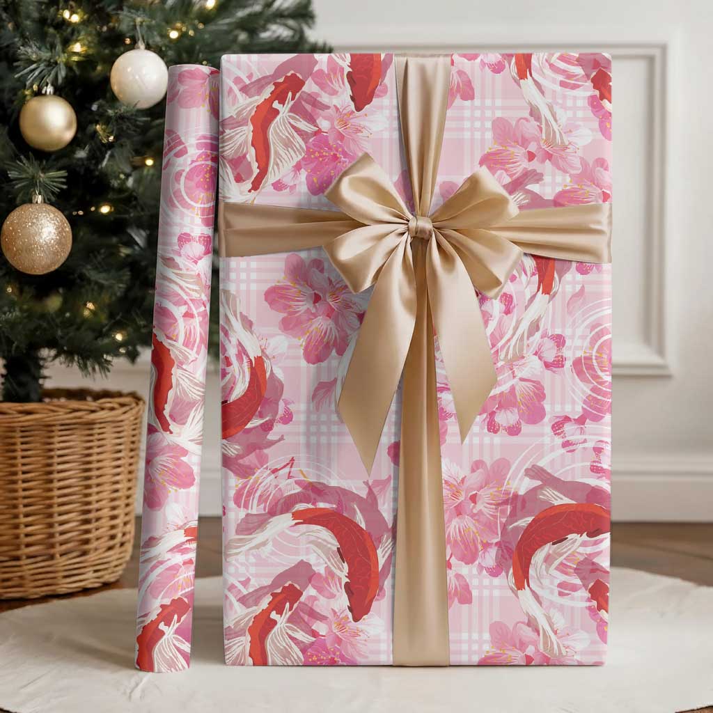 Pink Palaka Hawaii Aloha Wrapping Paper Koi Pond Mix Sakura