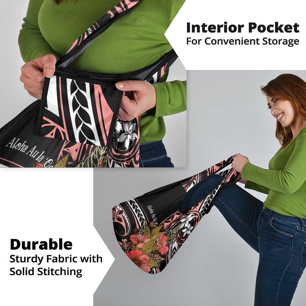 Hawaii Valentine Grocery Bag Plumeria Aloha Wau Ia Oe