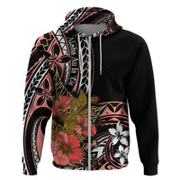 Hawaii Valentine Zip Hoodie Plumeria Aloha Wau Ia Oe LT7 Zip Hoodie Pink - Polynesian Pride
