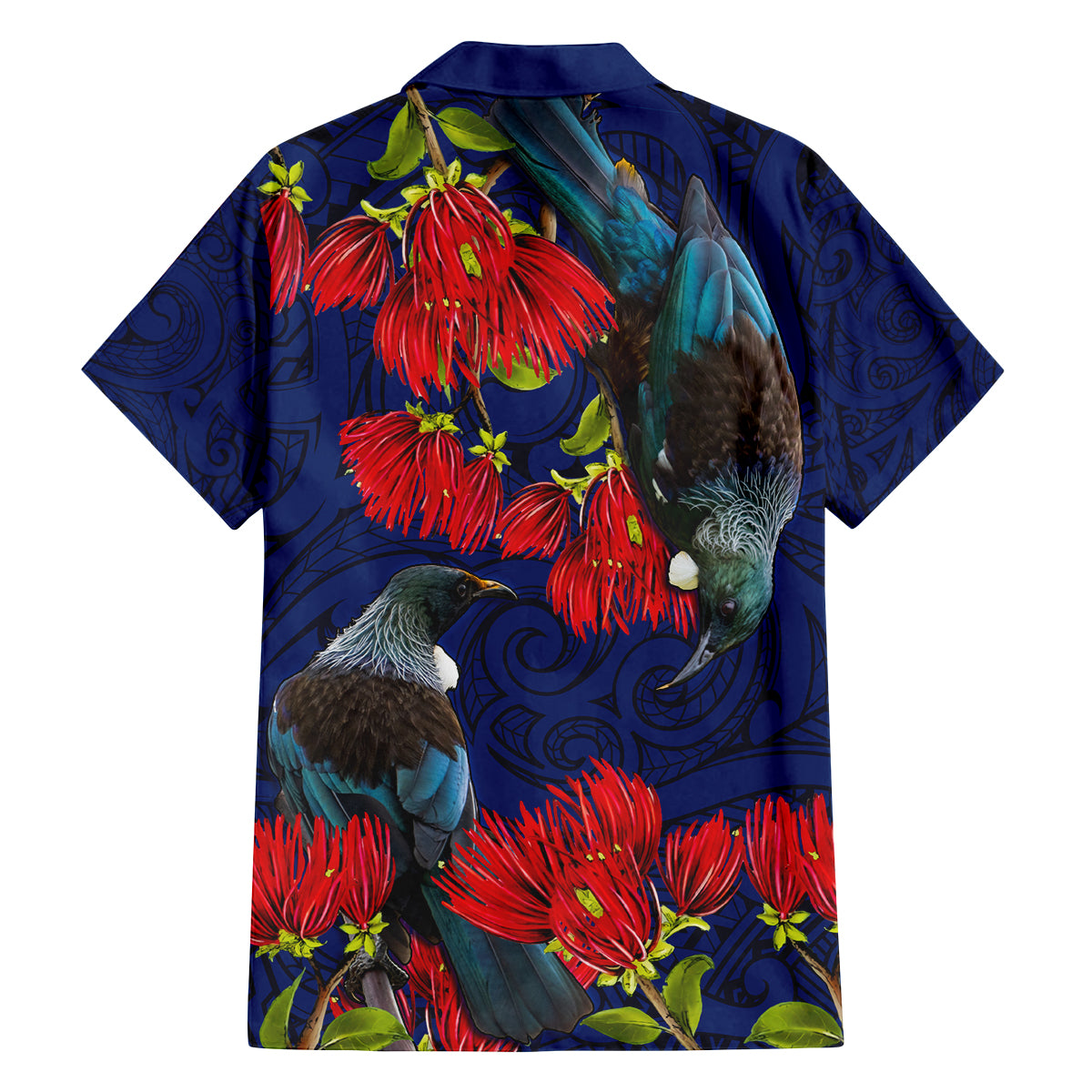 New Zealand Family Matching Long Sleeve Bodycon Dress and Hawaiian Shirt Tui Couple with Pohutukawa LT7 - Polynesian Pride