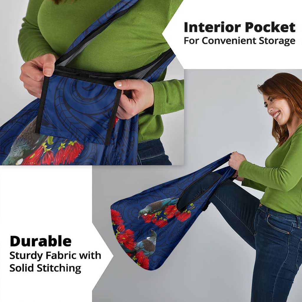 New Zealand Grocery Bag Tui Couple with Pohutukawa