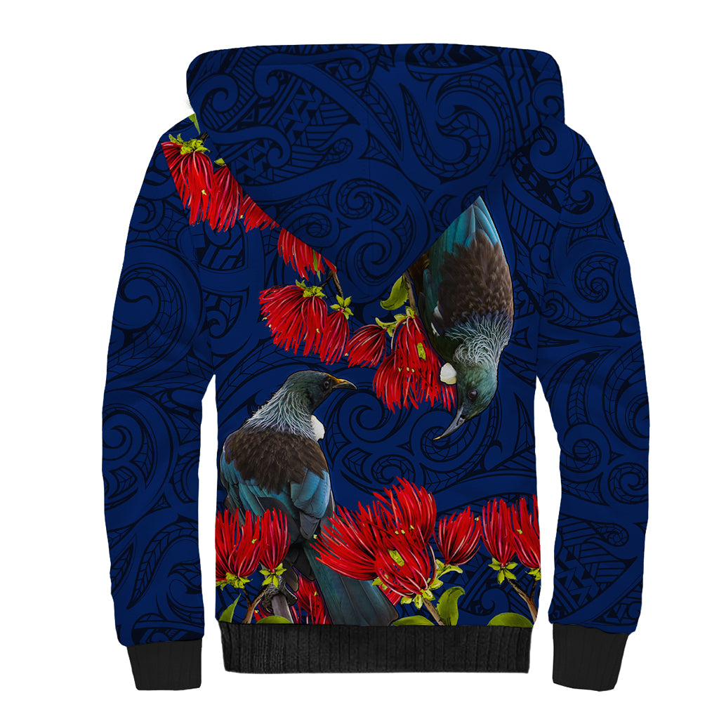 New Zealand Sherpa Hoodie Tui Couple with Pohutukawa LT7 - Polynesian Pride