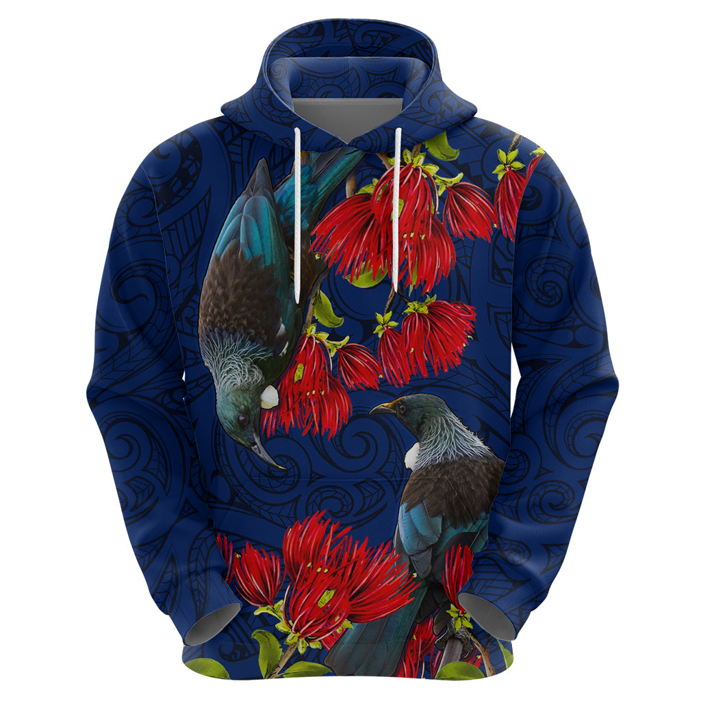 New Zealand Zip Hoodie Tui Couple with Pohutukawa LT7 - Polynesian Pride