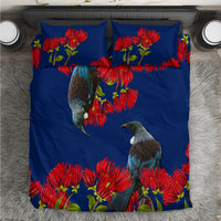 New Zealand Pohutukawa with Tui Birds Bedding Set Version 2 LT7 Blue - Polynesian Pride