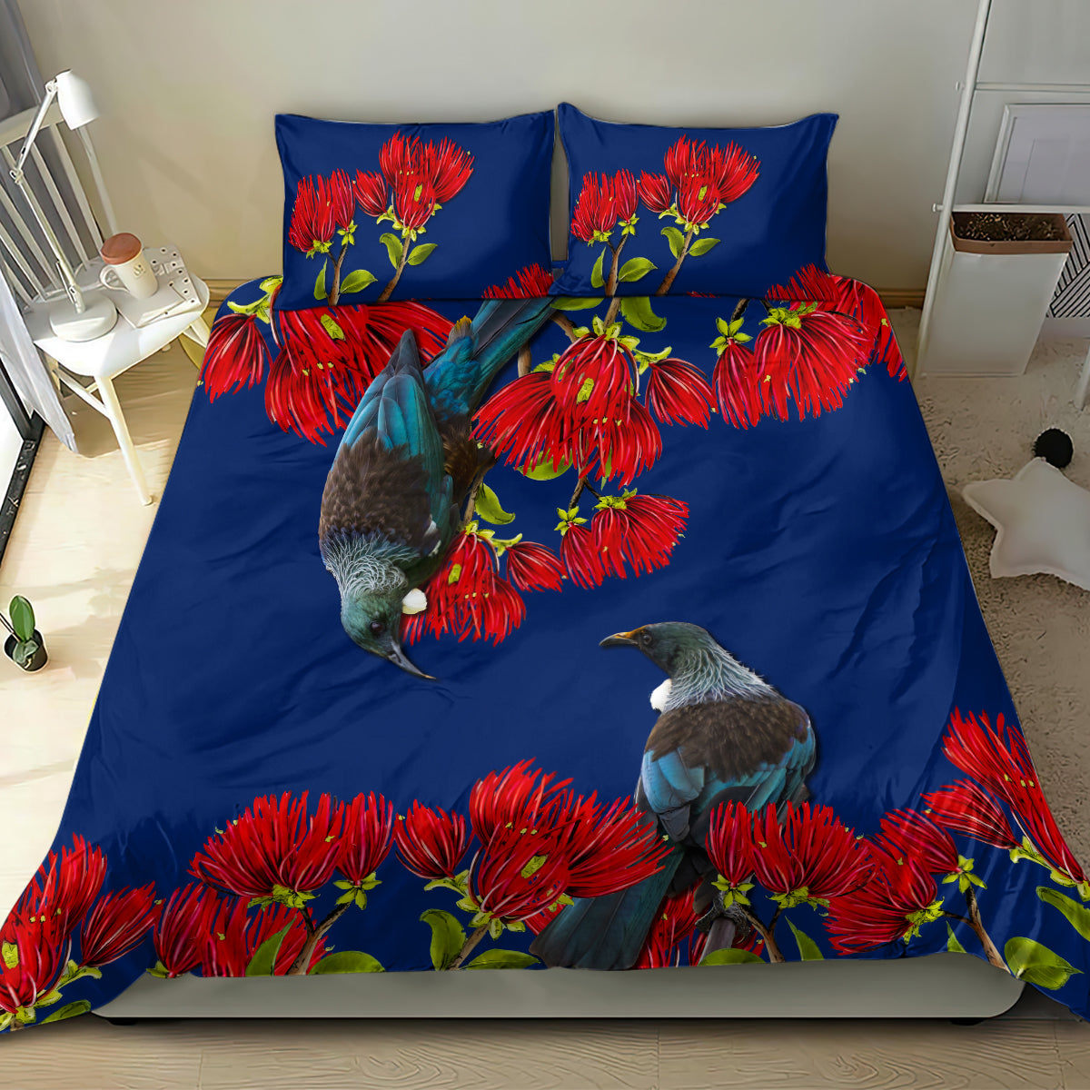New Zealand Pohutukawa with Tui Birds Bedding Set Version 2 LT7 - Polynesian Pride