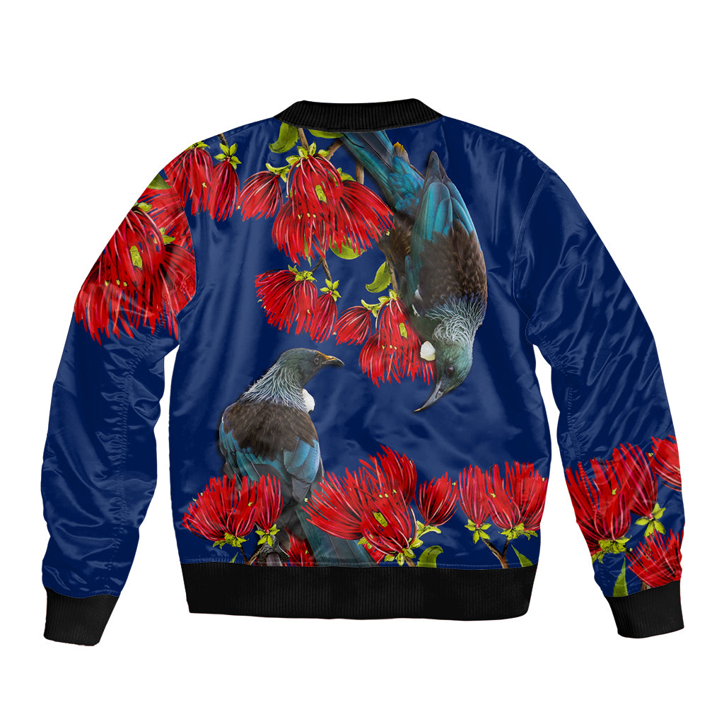 New Zealand Pohutukawa with Tui Birds Bomber Jacket Version 2 LT7 - Polynesian Pride