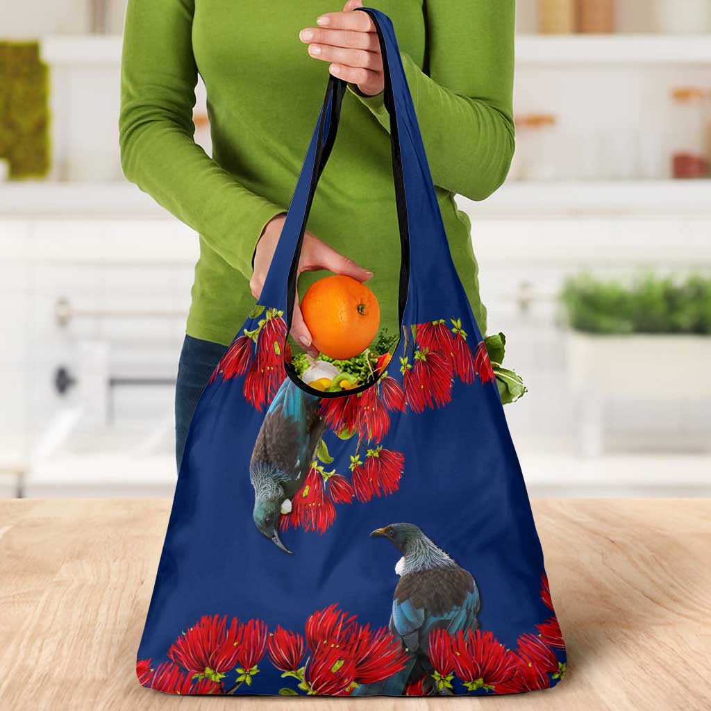 New Zealand Pohutukawa with Tui Birds Grocery Bag Version 2