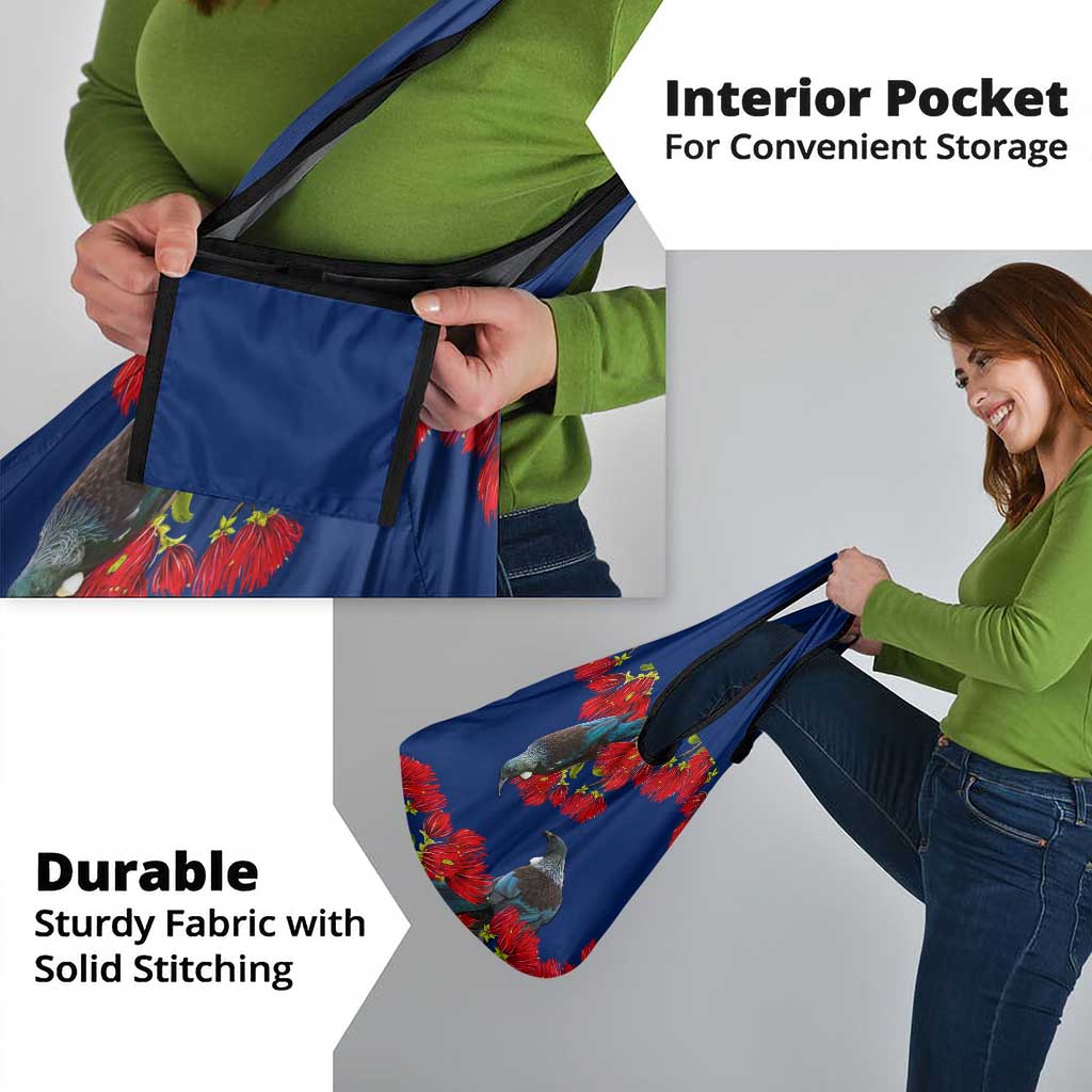 New Zealand Pohutukawa with Tui Birds Grocery Bag Version 2