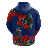 New Zealand Pohutukawa with Tui Birds Hoodie Version 2 LT7 - Polynesian Pride