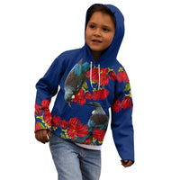 New Zealand Pohutukawa with Tui Birds Kid Hoodie Version 2 LT7 - Polynesian Pride
