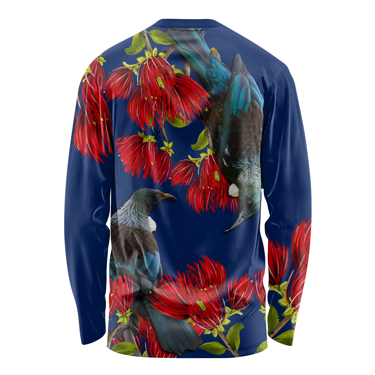 New Zealand Pohutukawa with Tui Birds Long Sleeve Shirt Version 2 LT7 - Polynesian Pride