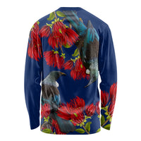 New Zealand Pohutukawa with Tui Birds Long Sleeve Shirt Version 2 LT7 - Polynesian Pride