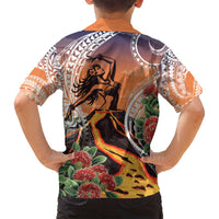 Hawaii Women's Day Tribal Family Matching Long Sleeve Bodycon Dress and Hawaiian Shirt Pele Honua Mea LT7 - Polynesian Pride