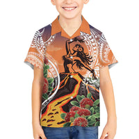 Hawaii Women's Day Tribal Family Matching Off Shoulder Short Dress and Hawaiian Shirt Pele Honua Mea LT7 Son's Shirt Art - Polynesian Pride