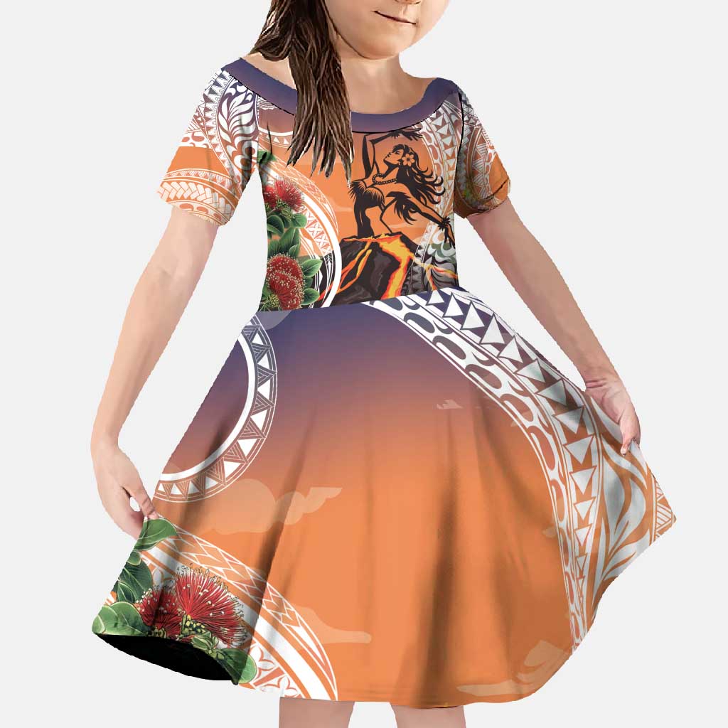 Hawaii Women's Day Tribal Family Matching Summer Maxi Dress and Hawaiian Shirt Pele Honua Mea LT7 Daughter's Dress Art - Polynesian Pride