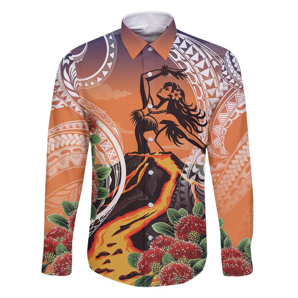 Hawaii Women's Day Tribal Family Matching Tank Maxi Dress and Hawaiian Shirt Pele Honua Mea LT7 Dad's Shirt - Long Sleeve Art - Polynesian Pride