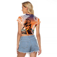 Hawaii Women's Day Tribal Raglan Cropped T Shirt Pele Honua Mea LT7 - Polynesian Pride