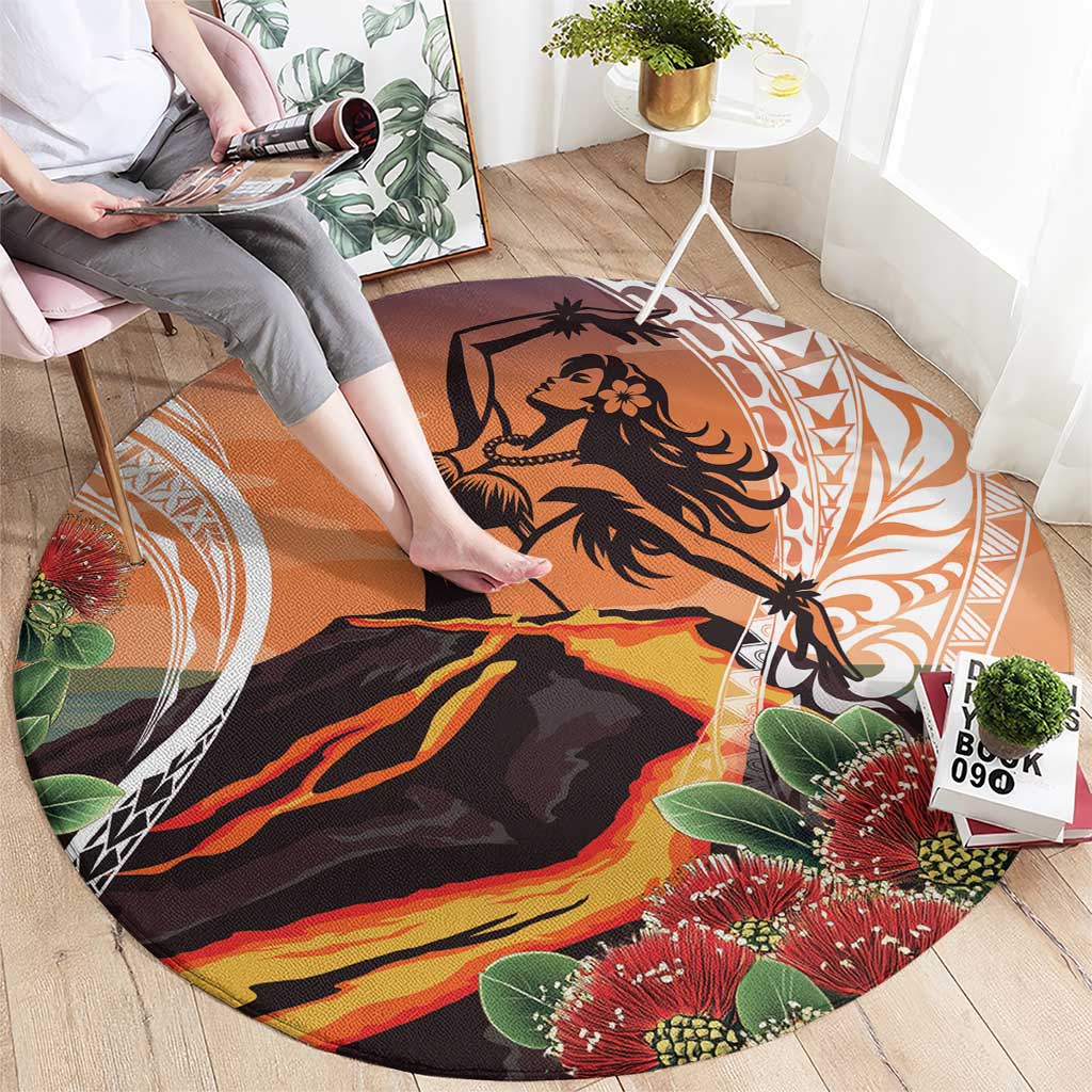 Hawaii Women's Day Tribal Round Carpet Pele Honua Mea