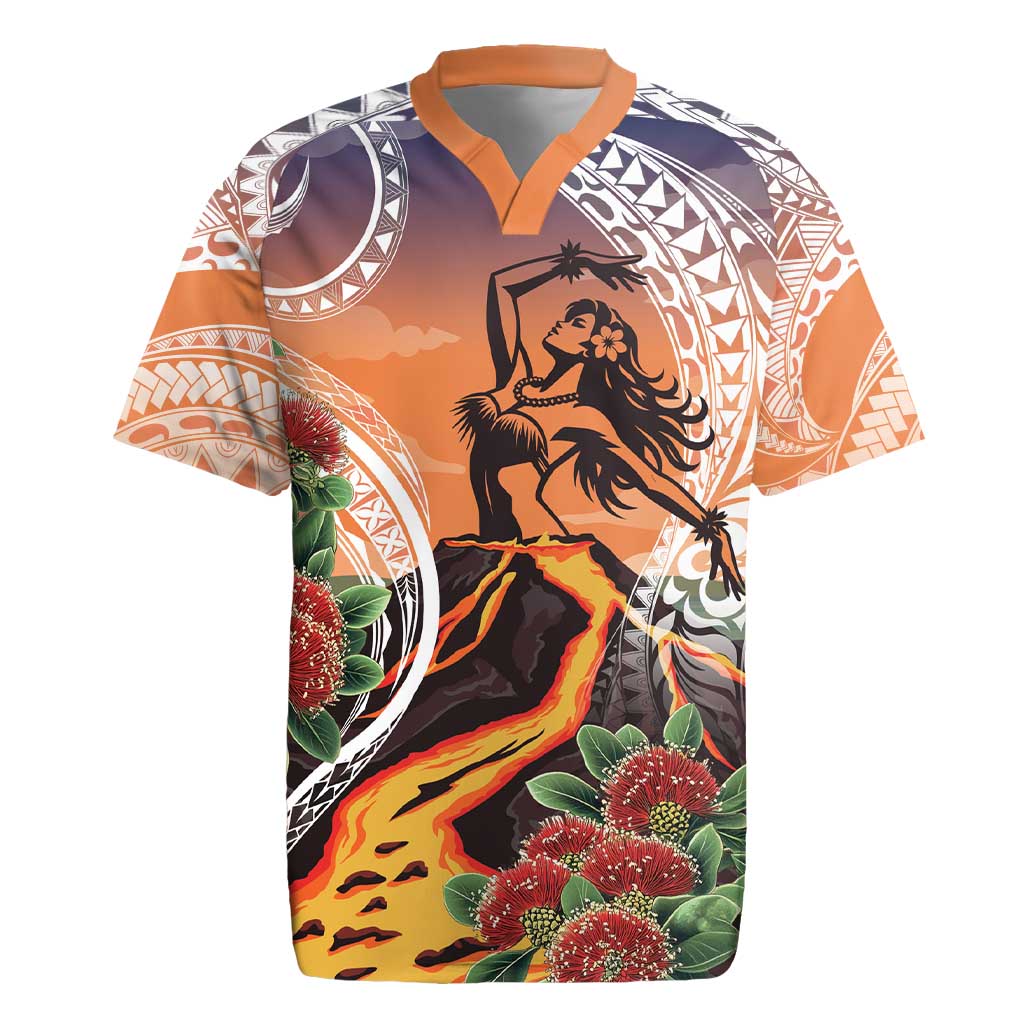 Hawaii Women's Day Tribal Rugby Jersey Pele Honua Mea LT7 Art - Polynesian Pride